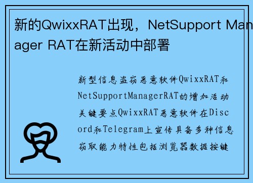 新的QwixxRAT出现,NetSupport Manager RAT在新活动中部署